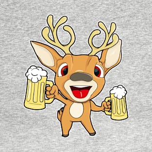 Reindeer With Beer Funny Christmas Gift Idea T-Shirt